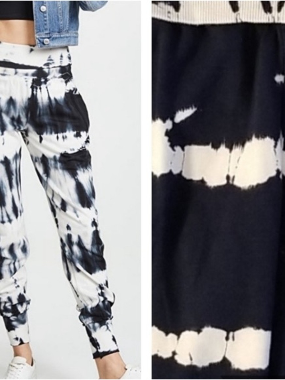 Young Fabulous & Broke Black and White Tie-Dye Joggers Size S